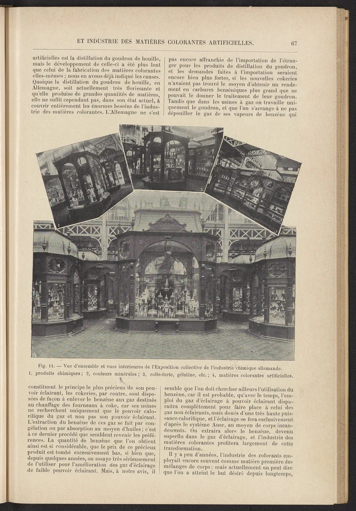 An illustration from Les Produits Chimiques et les Matières Colorantes: Le Blanchiment, la Teinture, et l'Impression des Fibres Textiles, 1901, leaf 89