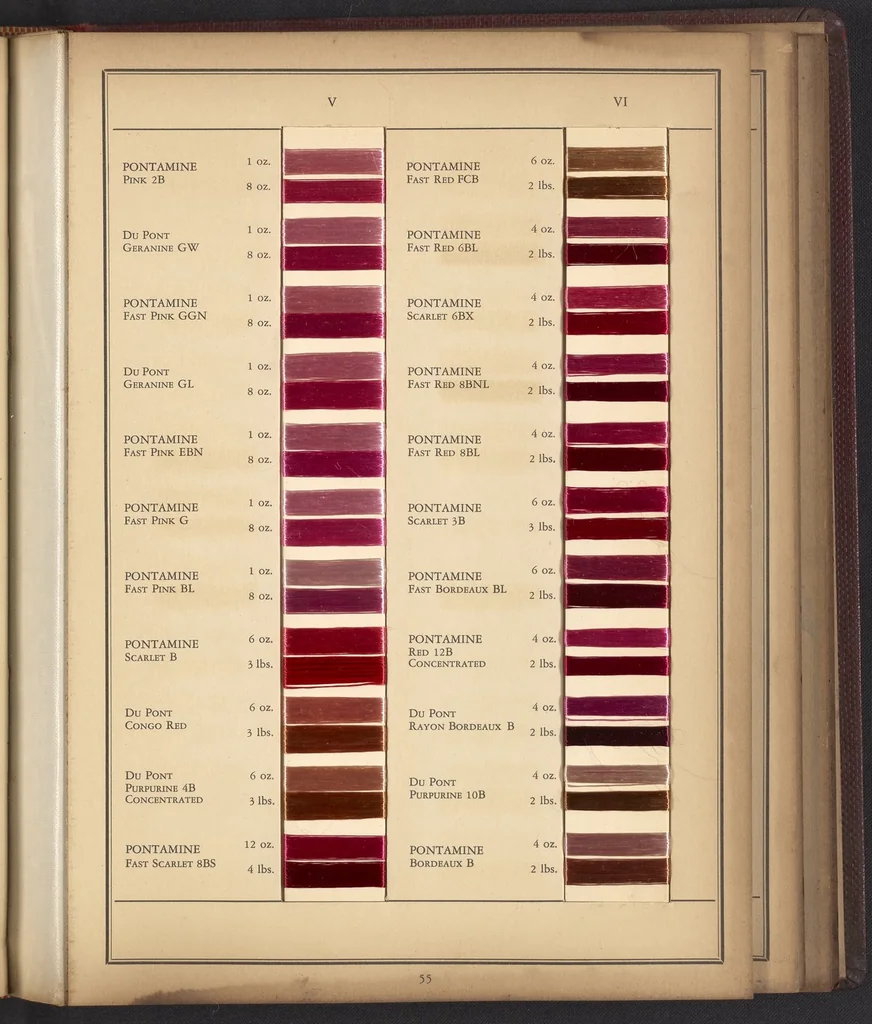 An illustration from Colors for Rayon Yarn, 1926, leaf 43
