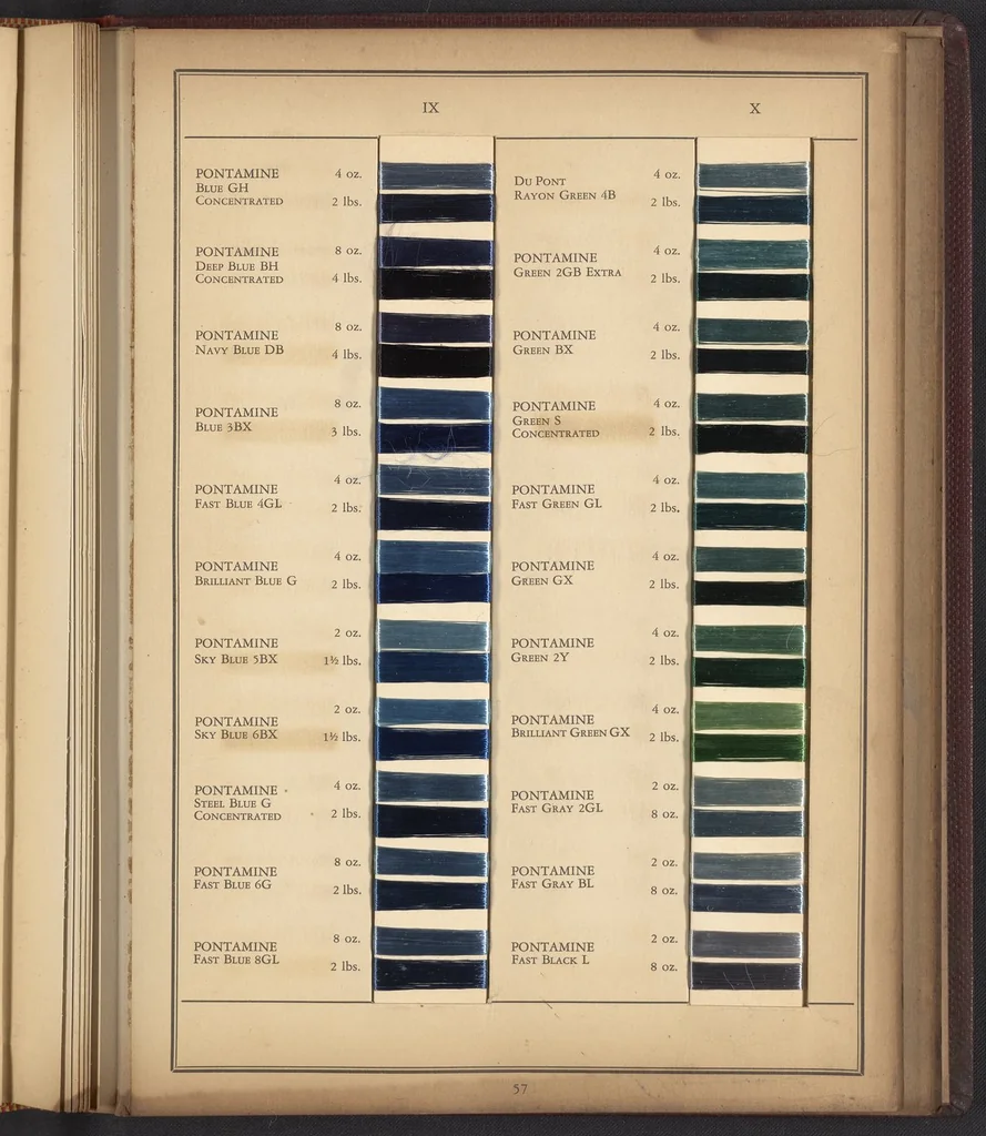 An illustration from Colors for Rayon Yarn, 1926, leaf 45