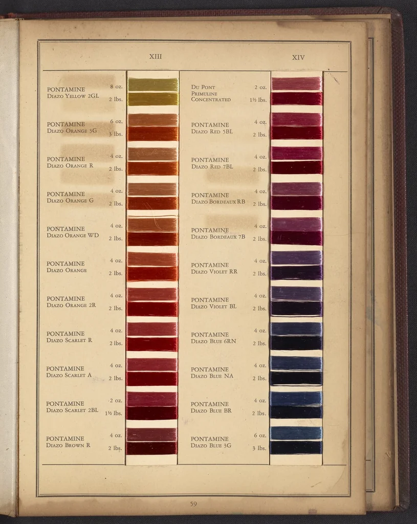 An illustration from Colors for Rayon Yarn, 1926, leaf 47