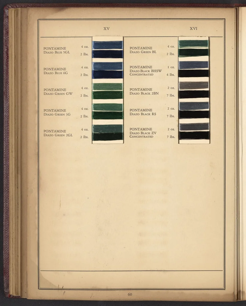 An illustration from Colors for Rayon Yarn, 1926, leaf 48