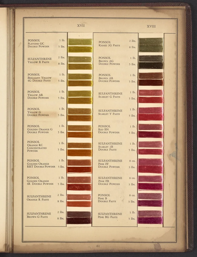 An illustration from Colors for Rayon Yarn, 1926, leaf 49