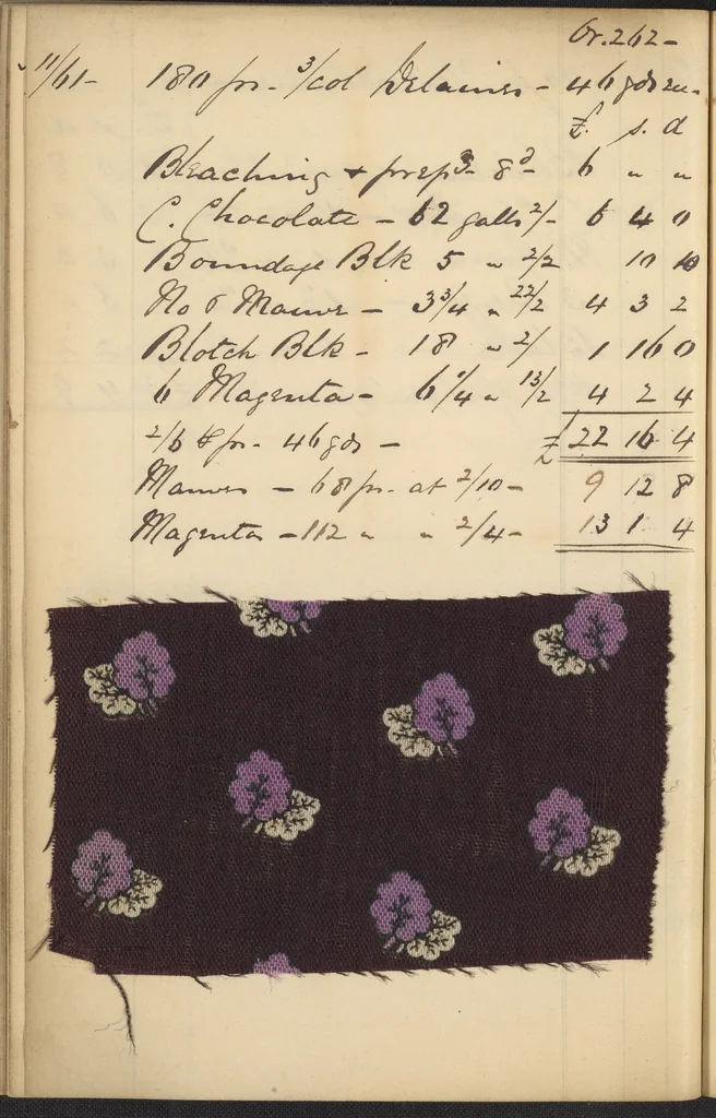 An illustration from Dyer's account book, Volume 2, 1855, leaf 114