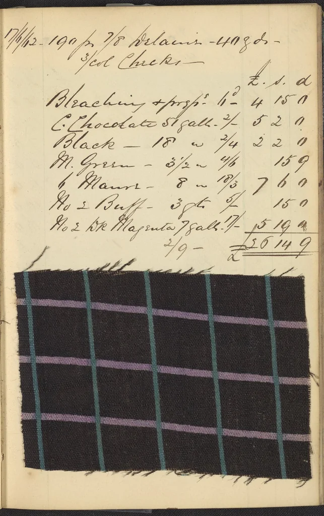 An illustration from Dyer's account book, Volume 2, 1855, leaf 176