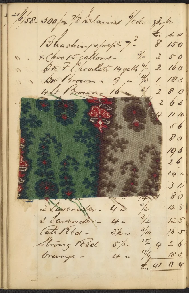 An illustration from Dyer's account book, Volume 2, 1855, leaf 40