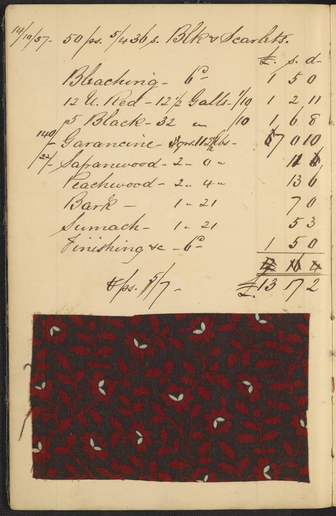 An illustration from Dyer's account book, Volume 2, 1855, leaf 6