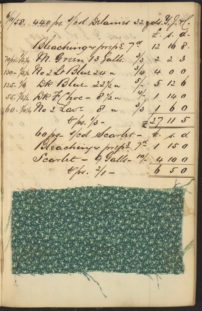 An illustration from Dyer's account book, Volume 2, 1855, leaf 60