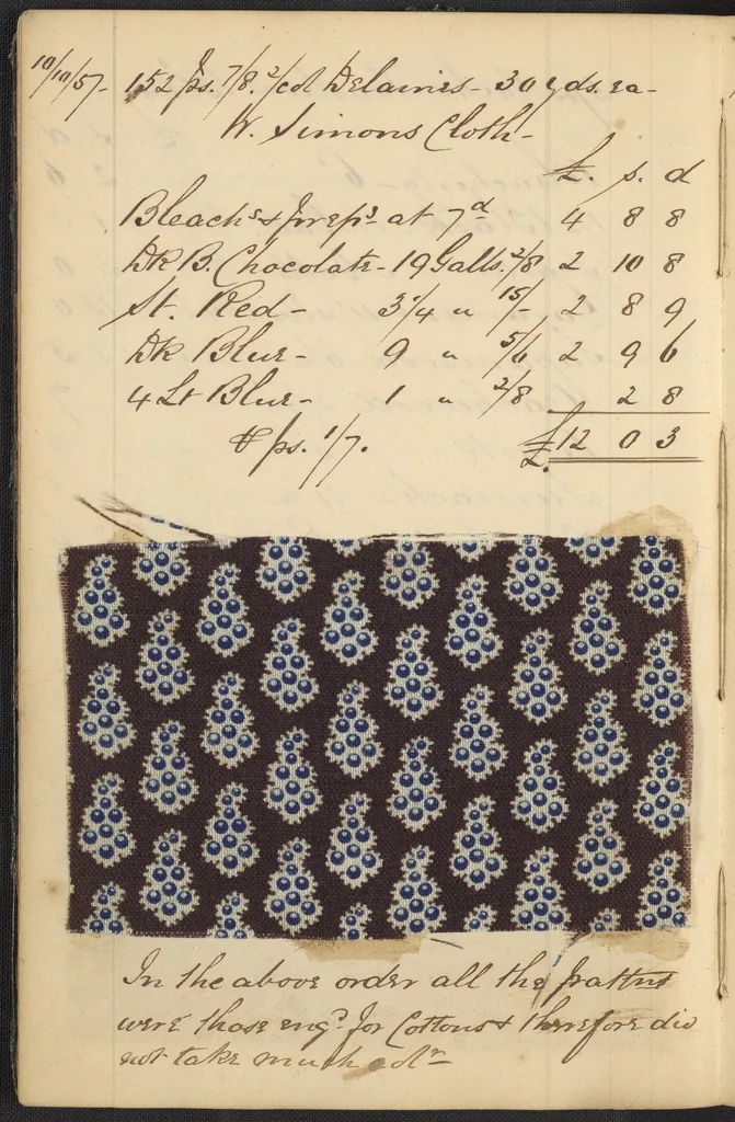 An illustration from Dyer's account book, Volume 2, 1855, leaf 8