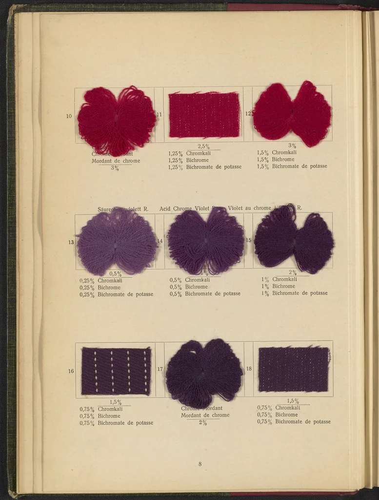 An illustration from Die Wollfarbstoffe des Jahres 1913, 1913, leaf 16