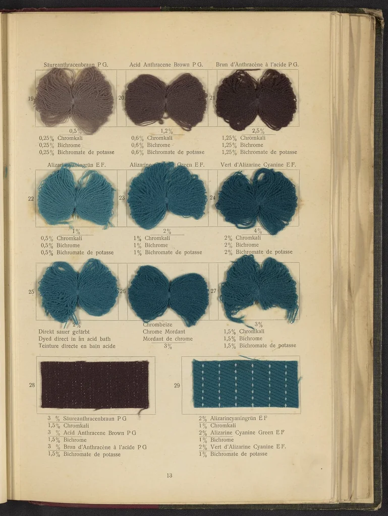 An illustration from Die Wollfarbstoffe des Jahres 1913, 1913, leaf 21