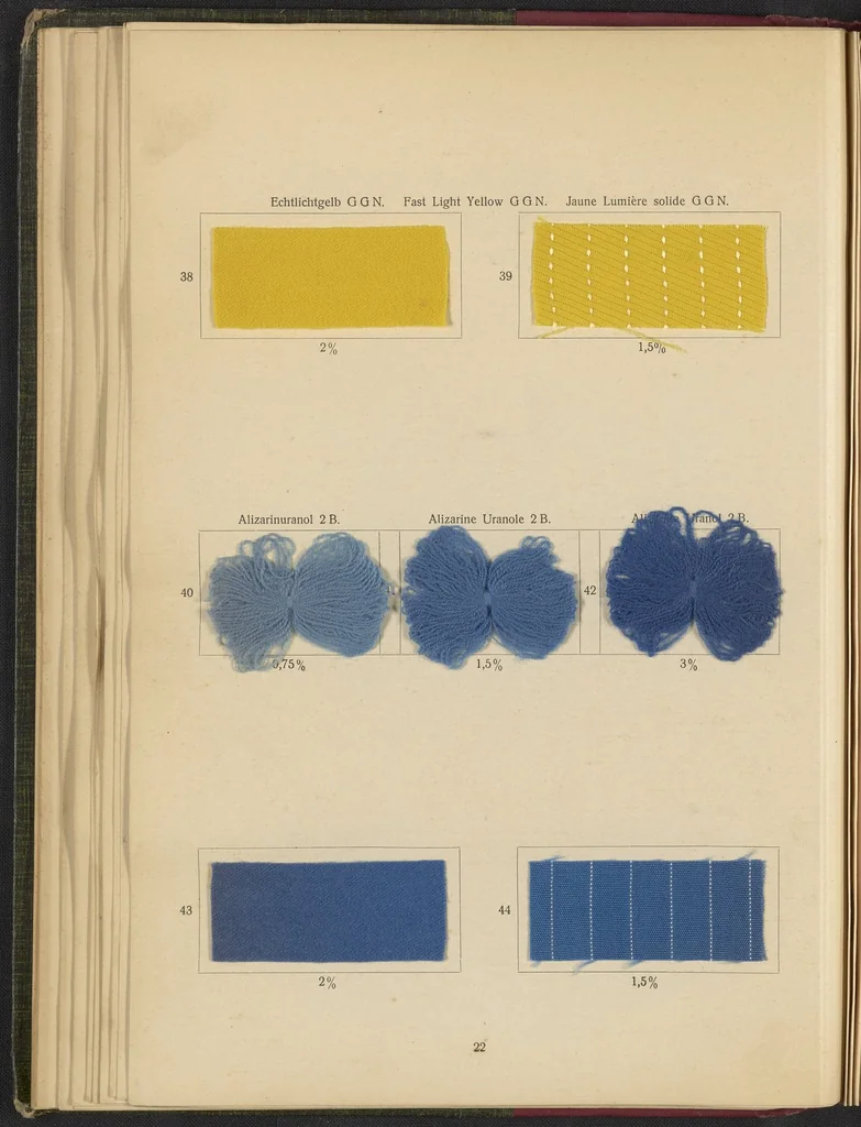 An illustration from Die Wollfarbstoffe des Jahres 1913, 1913, leaf 30