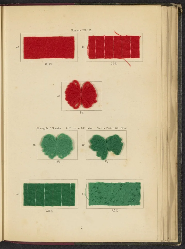 An illustration from Die Wollfarbstoffe des Jahres 1913, 1913, leaf 35