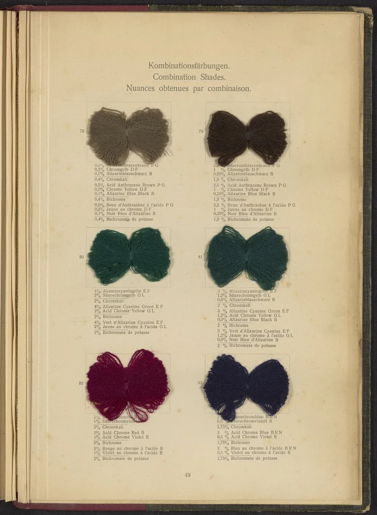 An illustration from Die Wollfarbstoffe des Jahres 1913, 1913, leaf 57