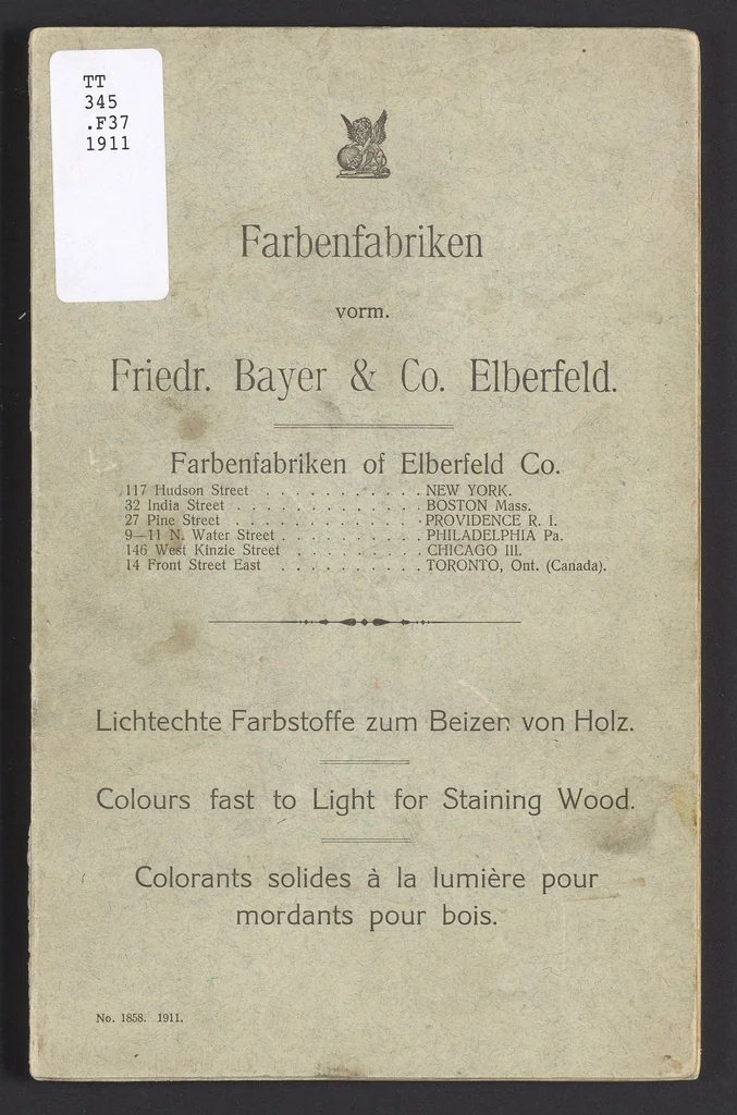 An illustration from Colours Fast to Light for Staining Wood, 1911, leaf 1
