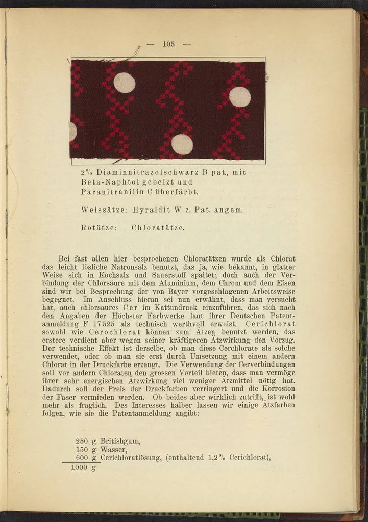 An illustration from Praktisches Handbuch des Zeugdrucks, 1905, leaf 111