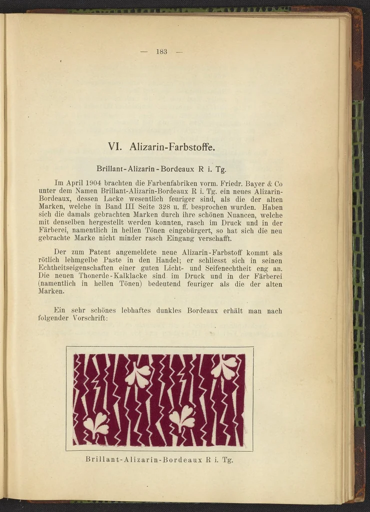 An illustration from Praktisches Handbuch des Zeugdrucks, 1905, leaf 187