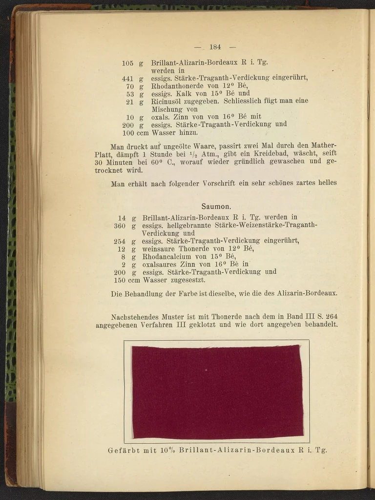 An illustration from Praktisches Handbuch des Zeugdrucks, 1905, leaf 188
