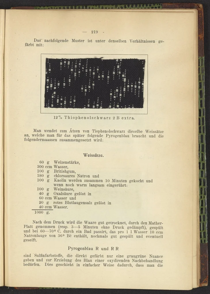 An illustration from Praktisches Handbuch des Zeugdrucks, 1905, leaf 223