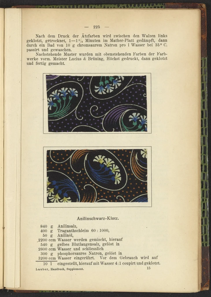 An illustration from Praktisches Handbuch des Zeugdrucks, 1905, leaf 229