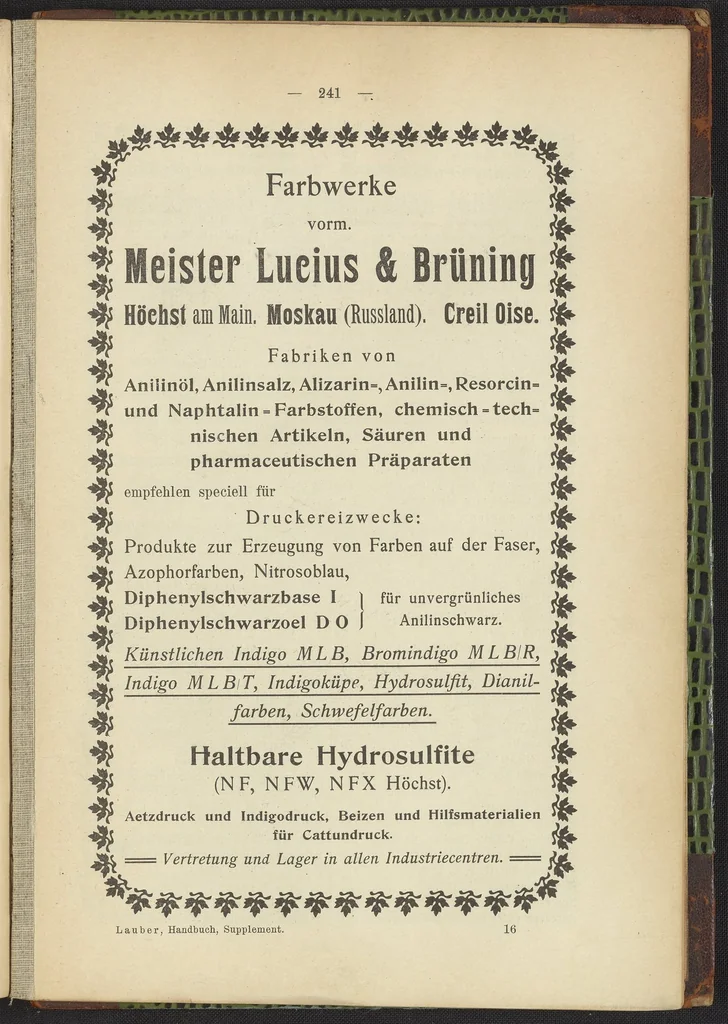 An illustration from Praktisches Handbuch des Zeugdrucks, 1905, leaf 245