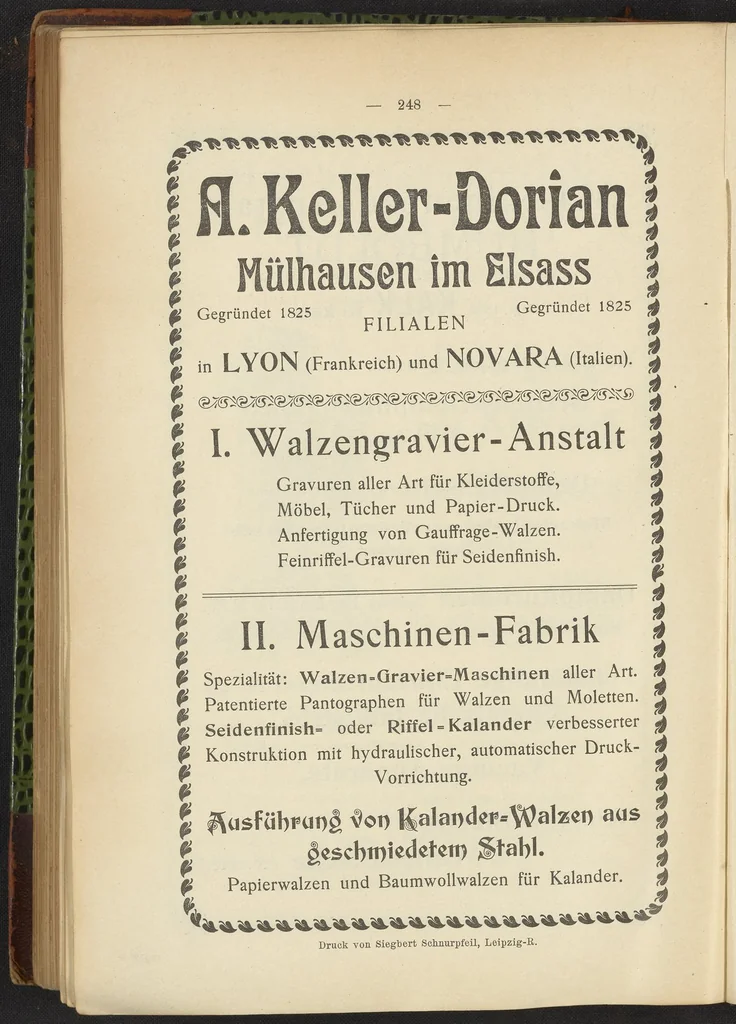 An illustration from Praktisches Handbuch des Zeugdrucks, 1905, leaf 252