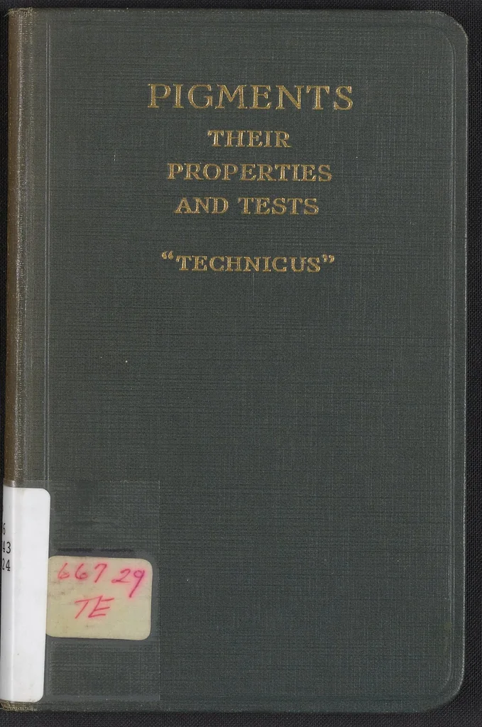 An illustration from Pigments; Their Properties and Tests, 1924, leaf 1