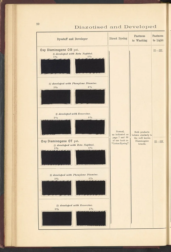 An illustration from The Dyeing of Cotton and Other Vegetable Fibres with the Dyestuffs of Leopold Cassella & Co., 1904, leaf 20