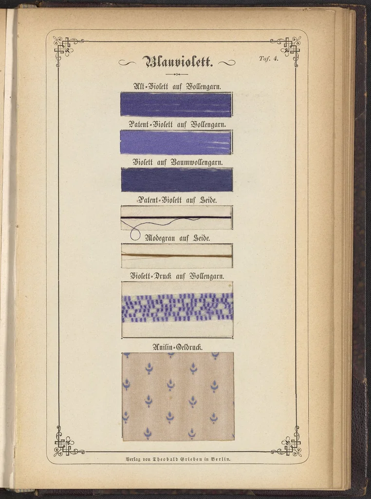 An illustration from Anilin-Färberei; das Gesammte der Färberei und Druckerei mit Kohlentheer-Farbstoffen auf Wolle, Baumwolle und Seide, 1874, leaf 5