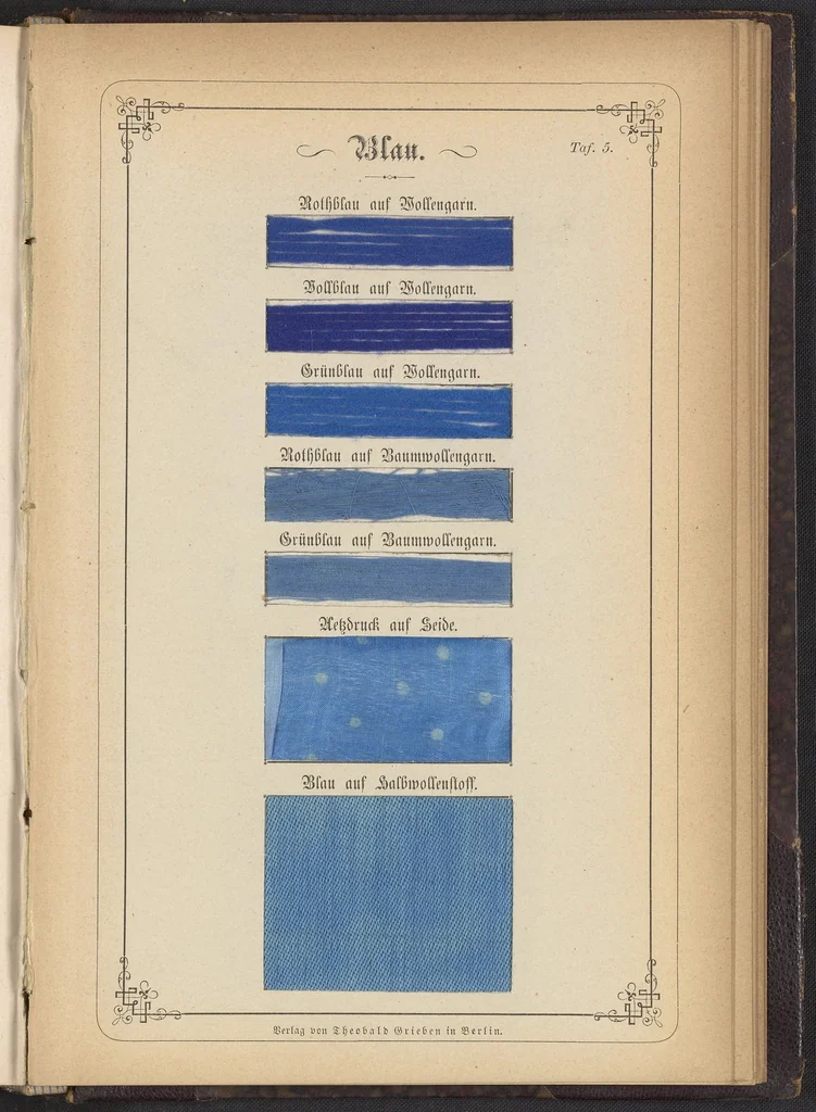 An illustration from Anilin-Färberei; das Gesammte der Färberei und Druckerei mit Kohlentheer-Farbstoffen auf Wolle, Baumwolle und Seide, 1874, leaf 6