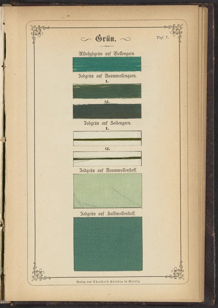 An illustration from Anilin-Färberei; das Gesammte der Färberei und Druckerei mit Kohlentheer-Farbstoffen auf Wolle, Baumwolle und Seide, 1874, leaf 8