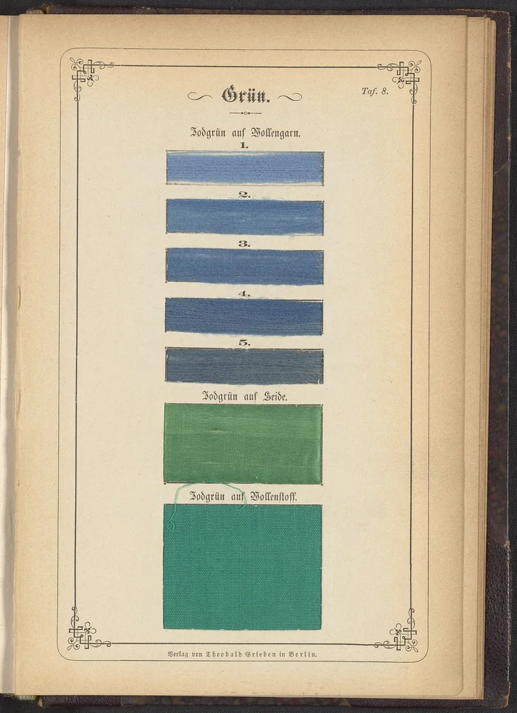 An illustration from Anilin-Färberei; das Gesammte der Färberei und Druckerei mit Kohlentheer-Farbstoffen auf Wolle, Baumwolle und Seide, 1874, leaf 9