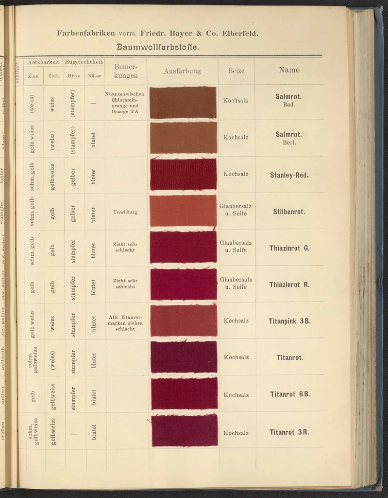 An illustration from Echtheits - Tabellen der Substantiven Baumwollfarbstoffe, 1900, leaf 21