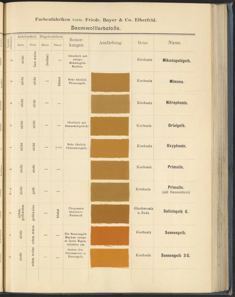 An illustration from Echtheits - Tabellen der Substantiven Baumwollfarbstoffe, 1900, leaf 39