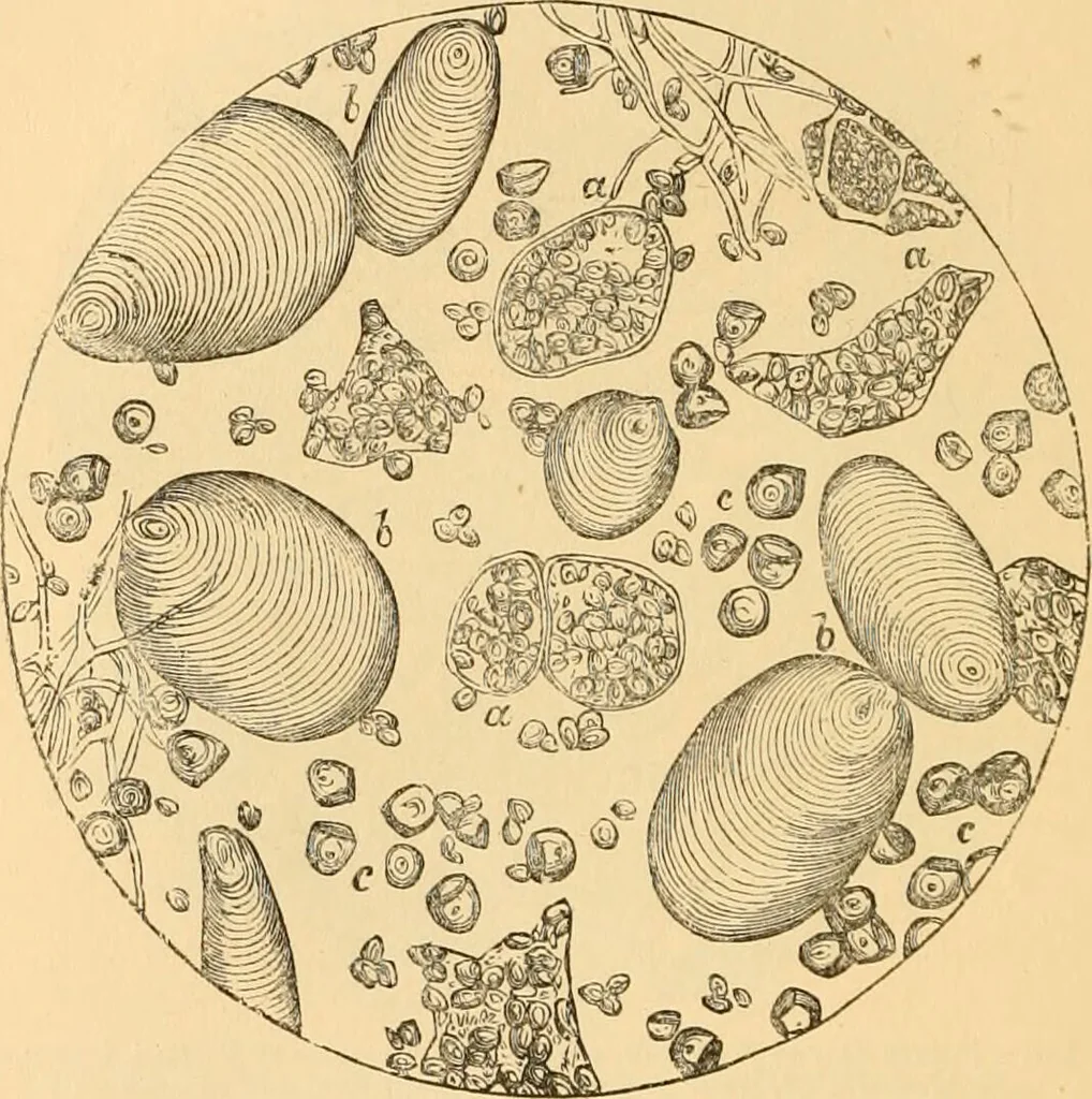 An illustration from The microscope : its history, construction, and application, being a familiar introduction to the use of the instrument, and the study of microscopial science / By Jabez Hogg ... with upwards of five hundred engravings and coloured illustrations by Tuffen West., 1867, leaf 376