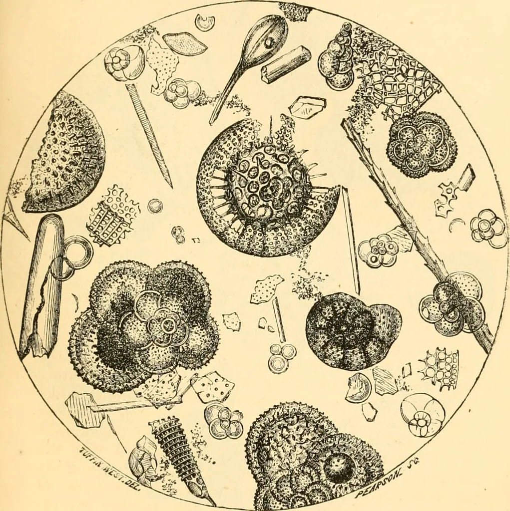 An illustration from The microscope : its history, construction, and application, being a familiar introduction to the use of the instrument, and the study of microscopial science / By Jabez Hogg ... with upwards of five hundred engravings and coloured illustrations by Tuffen West., 1867, leaf 413