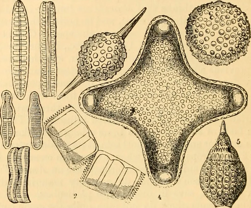 An illustration from The microscope : its history, construction, and application, being a familiar introduction to the use of the instrument, and the study of microscopial science / By Jabez Hogg ... with upwards of five hundred engravings and coloured illustrations by Tuffen West., 1867, leaf 448