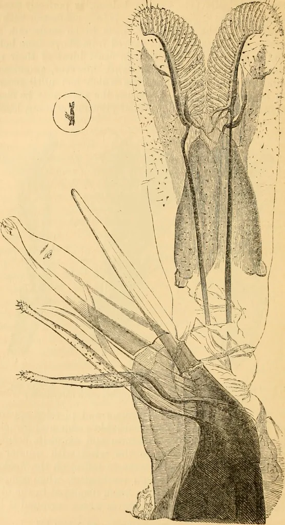 An illustration from The microscope : its history, construction, and application, being a familiar introduction to the use of the instrument, and the study of microscopial science / By Jabez Hogg ... with upwards of five hundred engravings and coloured illustrations by Tuffen West., 1867, leaf 630