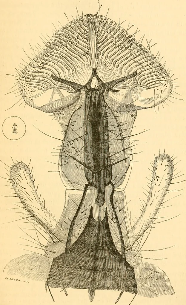An illustration from The microscope : its history, construction, and application, being a familiar introduction to the use of the instrument, and the study of microscopial science / By Jabez Hogg ... with upwards of five hundred engravings and coloured illustrations by Tuffen West., 1867, leaf 633