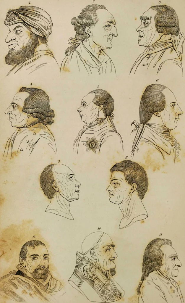 An illustration from Essays on physiognomy / tr. from the German of John Caspar Lavater, by Thomas Holcroft. Also one hundred physiognomical rules, taken from a posthumous work by J.C. Lavater; and a memoir of the author., 1853, leaf 495