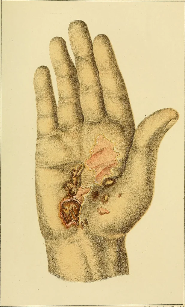 An illustration from Syphilis : its nature & diffusion popularly considered / by James George Beaney ... With fifteen coloured plates., 1869, leaf 27