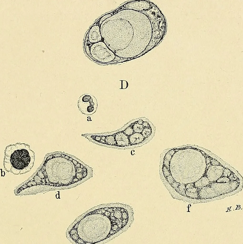 An illustration from Cancer of the uterus : its pathology, symptomatology, diagnosis, and treatment : also the pathology of diseases of the endometrium / by Thomas Stephen Cullen ; with eleven lithographic plates and over three hundred coloured and black illustrations in the text by May Brödel and Hermann Becker., 1900, leaf 177
