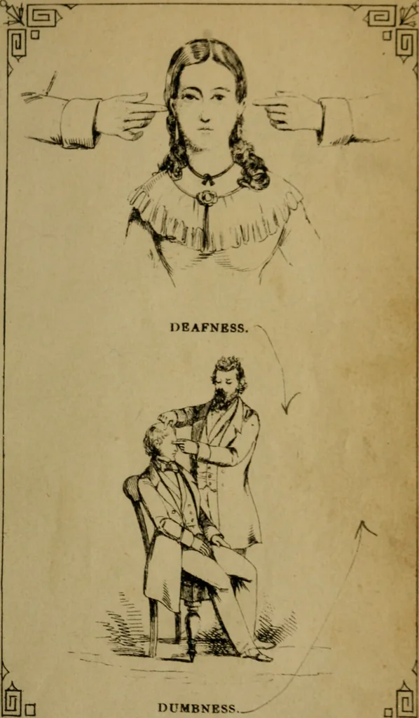An illustration from The illustrated practical mesmerist : curative and scientific / by William Davey., 1862, leaf 105