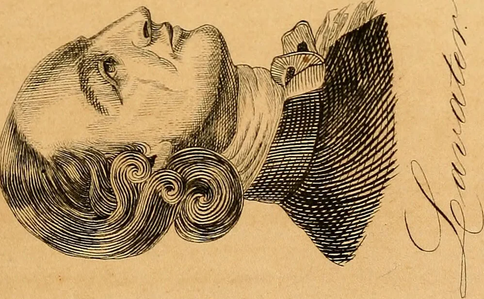 An illustration from Arte de conocer á los hombres por medio de su esterior, segun resulta de los estudios frenologicos y fisionomicos : Obra util á todos en general, y en particular á los maestros de primera educacion, á los padres de familia, confesores, jueces, directores de establecimientos piadosos, &c. &c. Adornada con laminas litografiadas / Por Antero Gomez., 1849, leaf 87