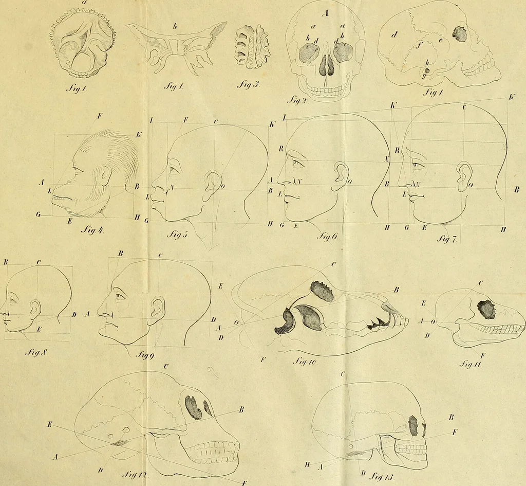 An illustration from Traité anatomique, physiologique et critique de physiognomie / par M. E. G., 1849, leaf 341