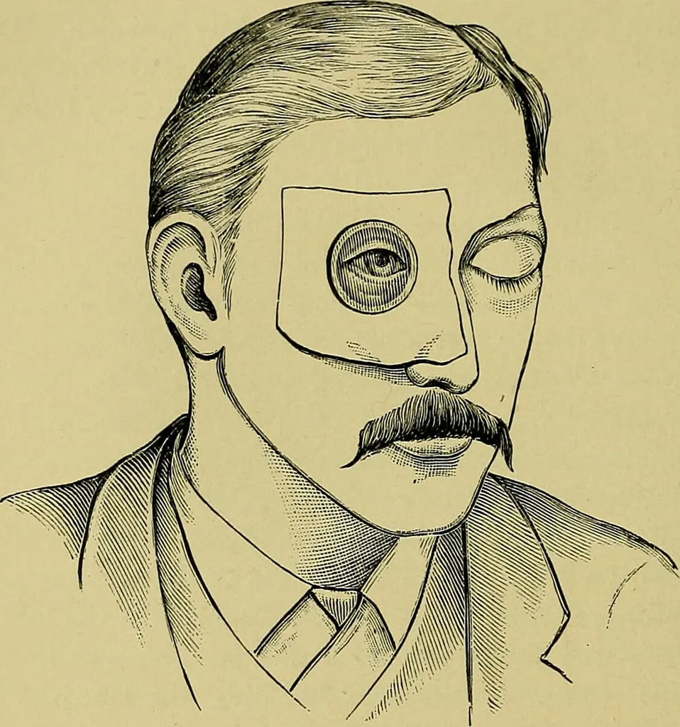 An illustration from Diseases of the eye / by Edward Nettleship ; with a supplement on examinations for color-blindness and acuity of vision and hearing, by William Thomson ; with 5 colored plates and 192 engravings., 1900, leaf 110