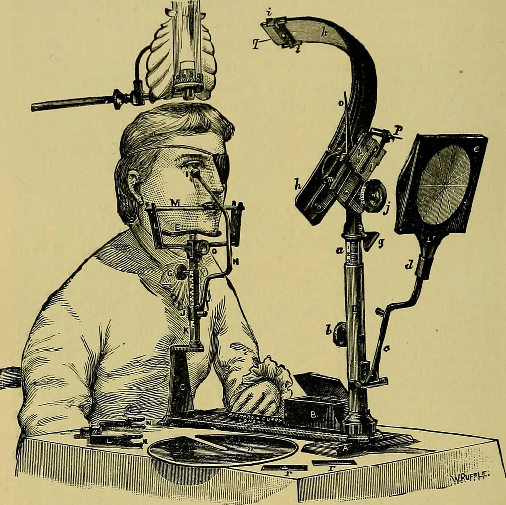 An illustration from Diseases of the eye / by Edward Nettleship ; with a supplement on examinations for color-blindness and acuity of vision and hearing, by William Thomson ; with 5 colored plates and 192 engravings., 1900, leaf 552