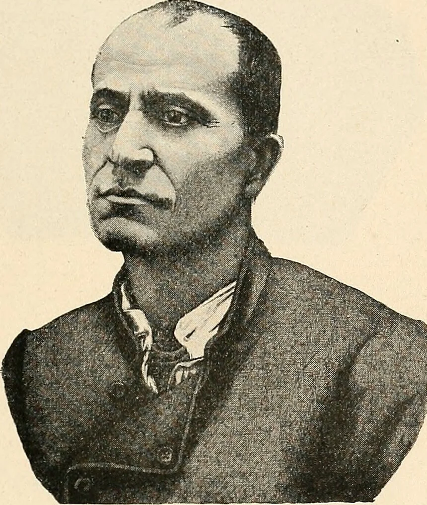 An illustration from Les criminels : ude concernant 859 condamn / par le Dr. Charles Perrier., 1900, leaf 453