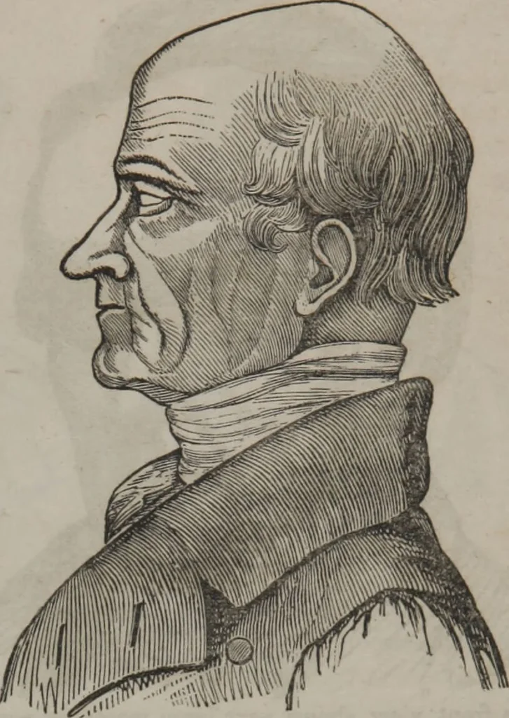 An illustration from Synopsis of phrenology and physiology : comprising a condensed description of the functions of the body and mind : also, indicating the relative development of these organs as applied to the person examined : with references to Fowler's phrenology, also, the additional improvements and discoveries made by the aid of magnetism and neurology / by L.N. Fowler., 1846, leaf 23