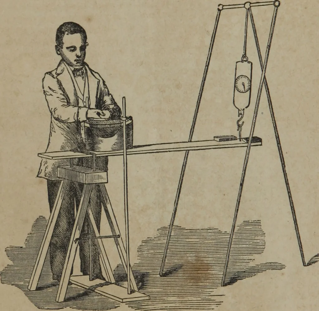 An illustration from Lecture on spiritualism : delivered before an audience of three thousand, at the Tabernacle, in the City of New York, in November 1855 : comprising an account of the manifestations which induced the author's conversion to spiritualism, and confirmed his hope of immortality / by Professor Hare ; [introductory remarks by Mr. Brittan]., 1855, leaf 12