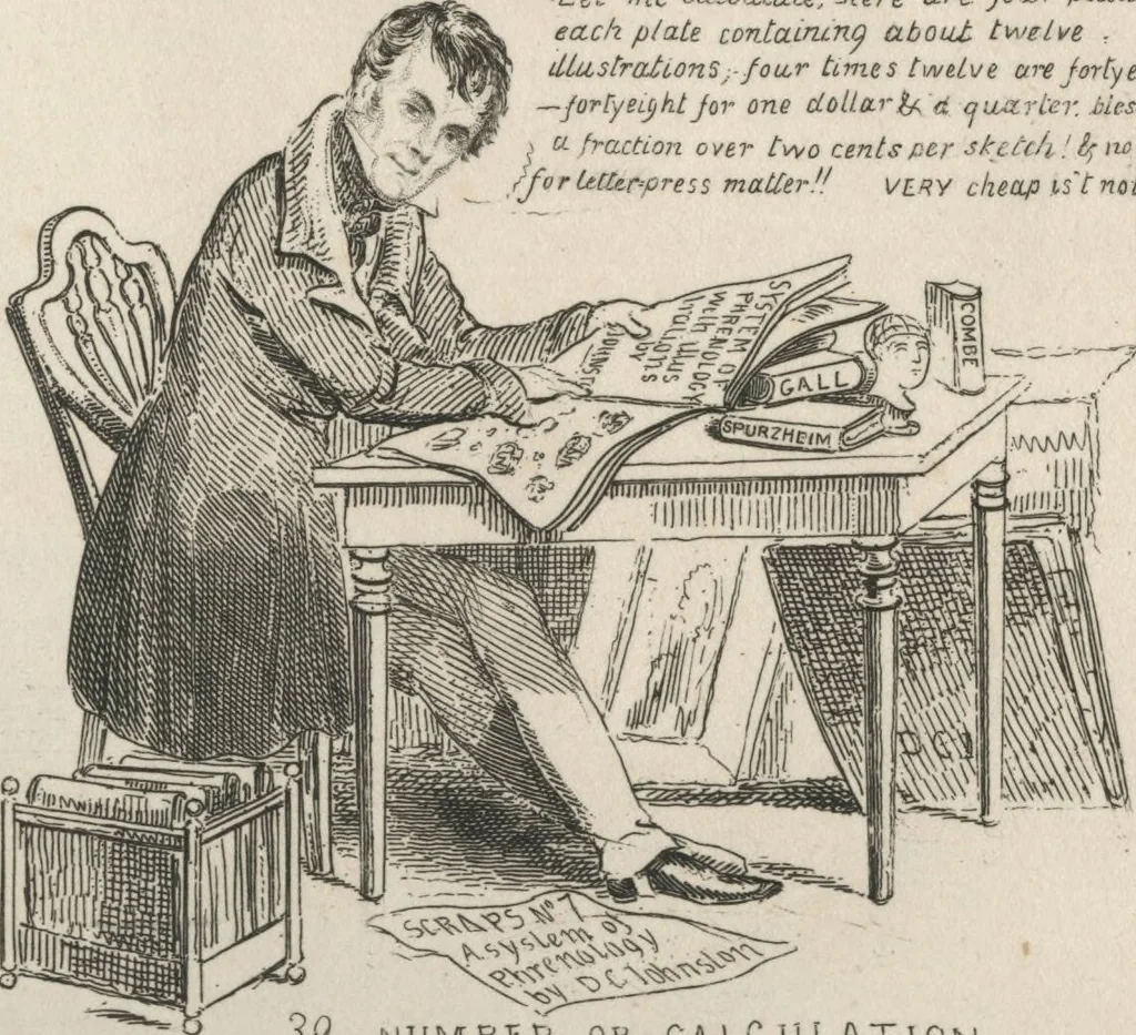 An illustration from Phrenology exemplified and illustrated, with upwards of forty etchings / by D.C. Johnston., 1837, leaf 30